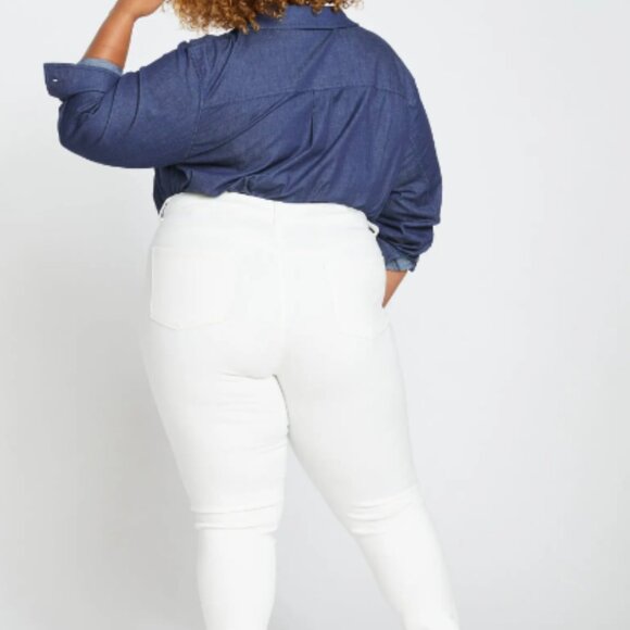 Universal Standard Seine High Rise Skinny Jeans Distressed White 32W - Picture 3 of 6